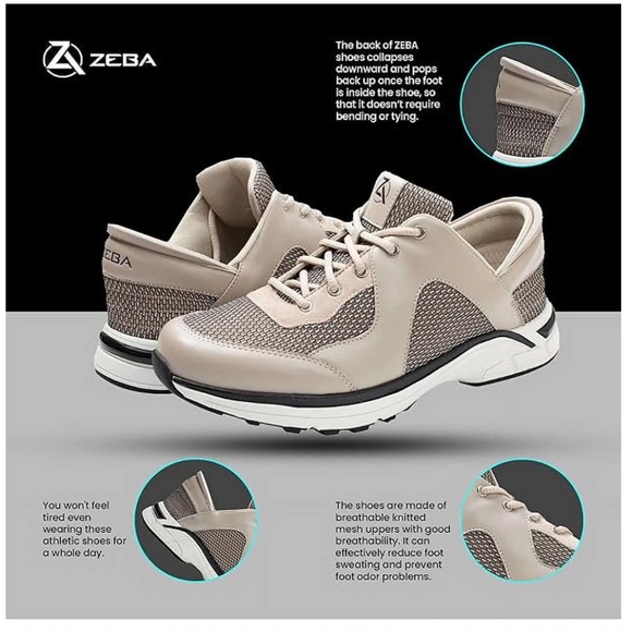 Zeba Mens Size 9 Wide Hands Free Beige Comfort Walking Slip On Shoes - Picture 4 of 12